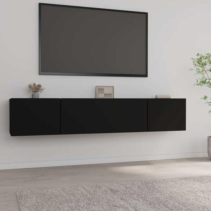 Vidaxl - Meubles tv 2 pcs Noir 80x30x30 cm Bois d'ingénierie