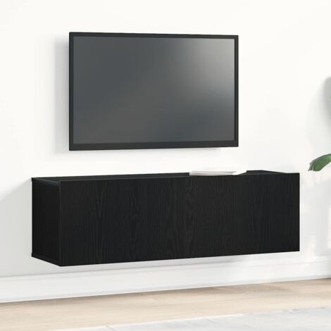 Vidaxl – Meuble TV chêne noir 100 x 30 x 30 cm – Bois d'ingénierie – 1 porte à charnières – Rangement multimédia moderne