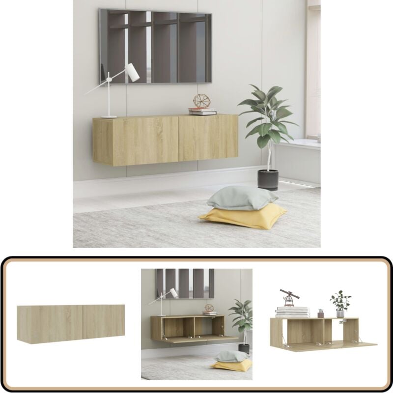 Vidaxl - Meuble tv Chêne sonoma 100x30x30 cm Bois d'ingénierie - Meubles Tv Mural - Meuble Télé Murale - Rangement Tv - Support Tv - Étagère Tv