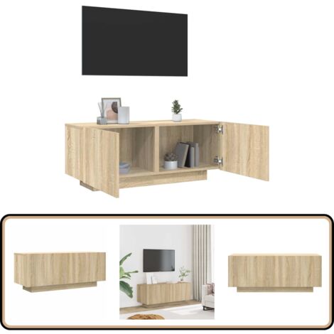 Meuble TV Chêne sonoma 100x35x40 cm Bois d'ingénierie - Meuble Tv - Meuble Audiovisuel - Armoire Téléviseur - Étagère Murale - Rangement Télévision