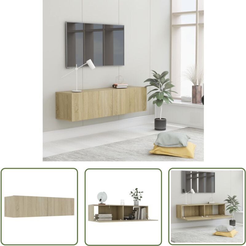 Maison Exclusive - The Living Store Meuble tv Chêne sonoma 120x30x30 cm Bois d'ingénierie - Meubles Tv Mural - Meuble Téléviseur - Rangement Tv