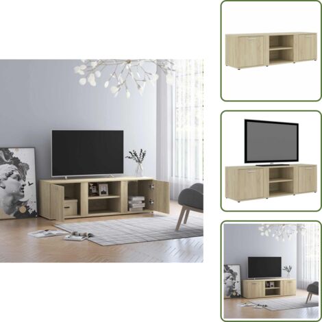 Meuble TV Chêne sonoma 120x34x37 cm Bois d’ingénierie - Meuble Tv - Meuble Télévision - Rangement Tv - Meuble Audiovisuel - Meubles Salon