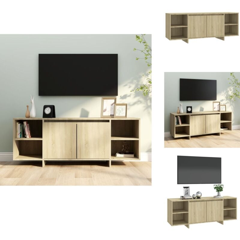 Meuble TV chêne sonoma 130x35x50 cm bois d'ingénierie - Meuble Tv - Meuble Audio - Rangement Tv - Meuble Salon - Buffet