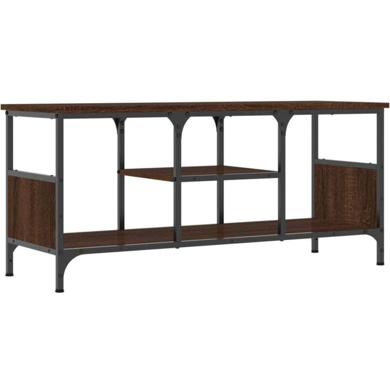 Meuble TV chêne marron 100x35x45 cm bois d'ingénierie et fer vidaXL