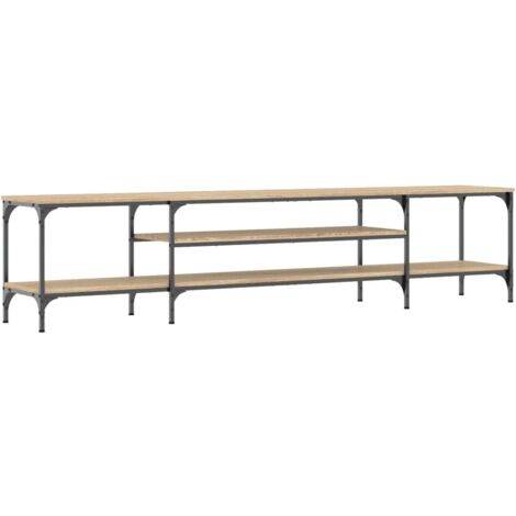 Meuble TV chêne sonoma 201x35x45 bois d'ingénierie et fer