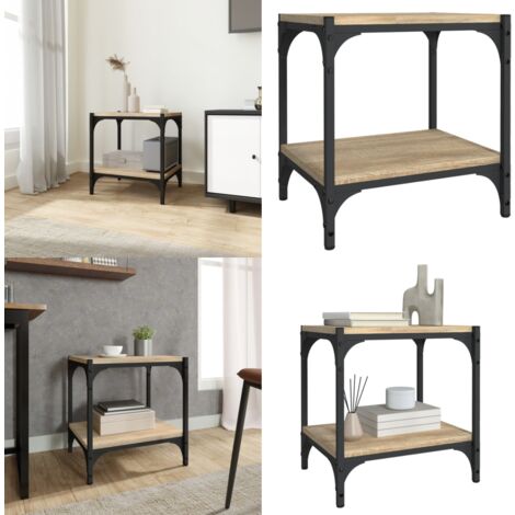 Meuble TV Chêne sonoma 40x33x41 cm Bois d'ingénierie et acier - Meubles Tv - Meuble Tv Industriel - Meuble Tv Chêne - Meuble Rangement - Support Tv - Home & Living