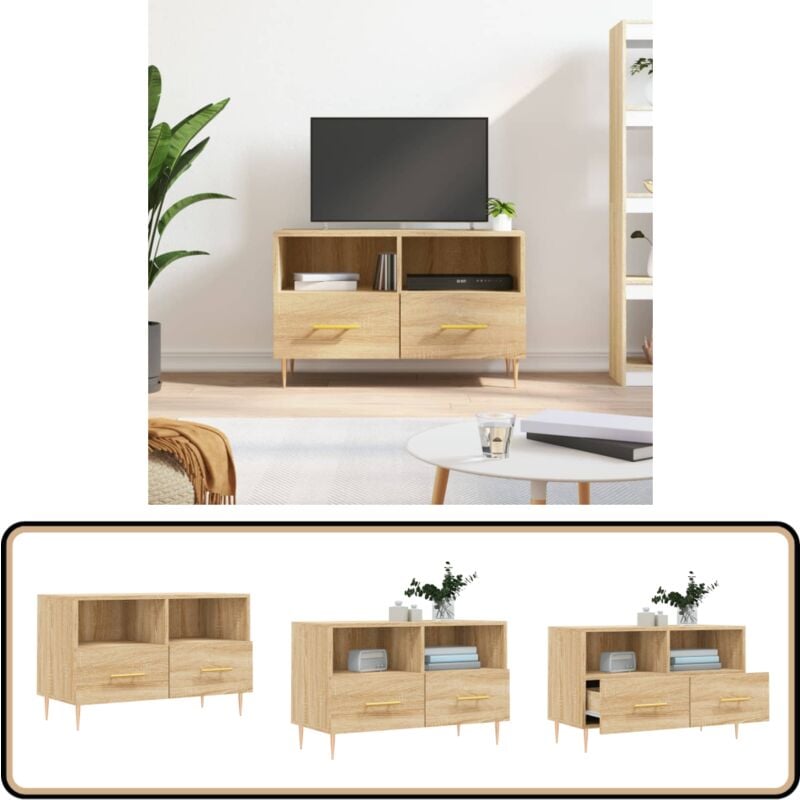 Vidaxl - Meuble tv Chêne sonoma 80x36x50 cm Bois d'ingénierie - Meubles Tv - Meuble Tv - Meuble Multimedia - Rangement Tv - Meuble Salon