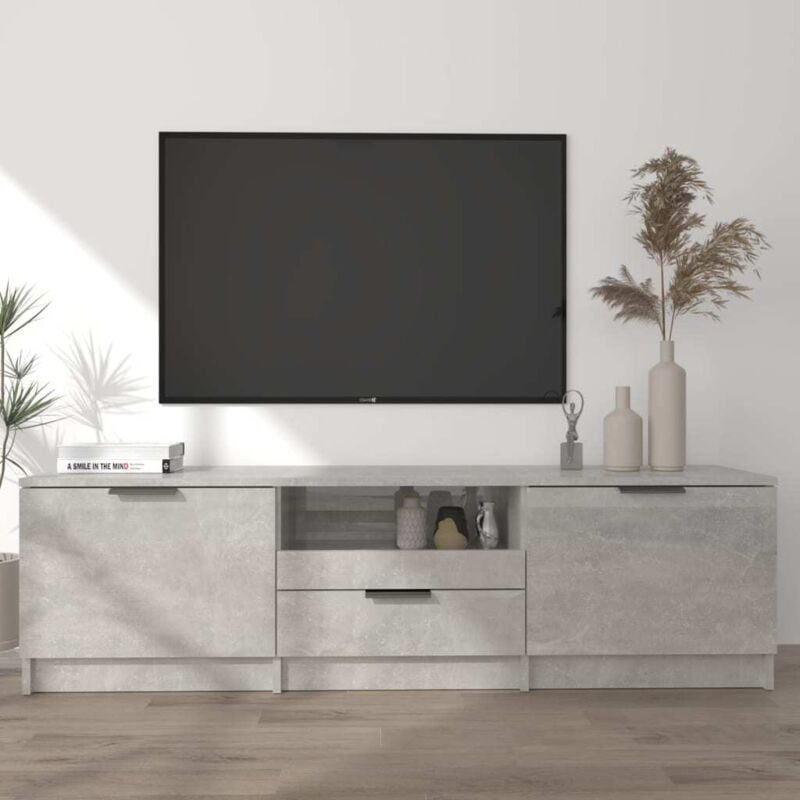 Vidaxl - Meuble tv Gris béton 140x35x40 cm Bois d'ingénierie