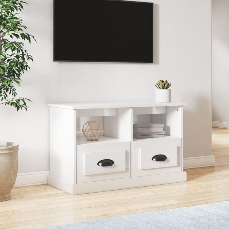 Vidaxl - Meuble tv blanc brillant 80x35x50 cm bois d'ingénierie