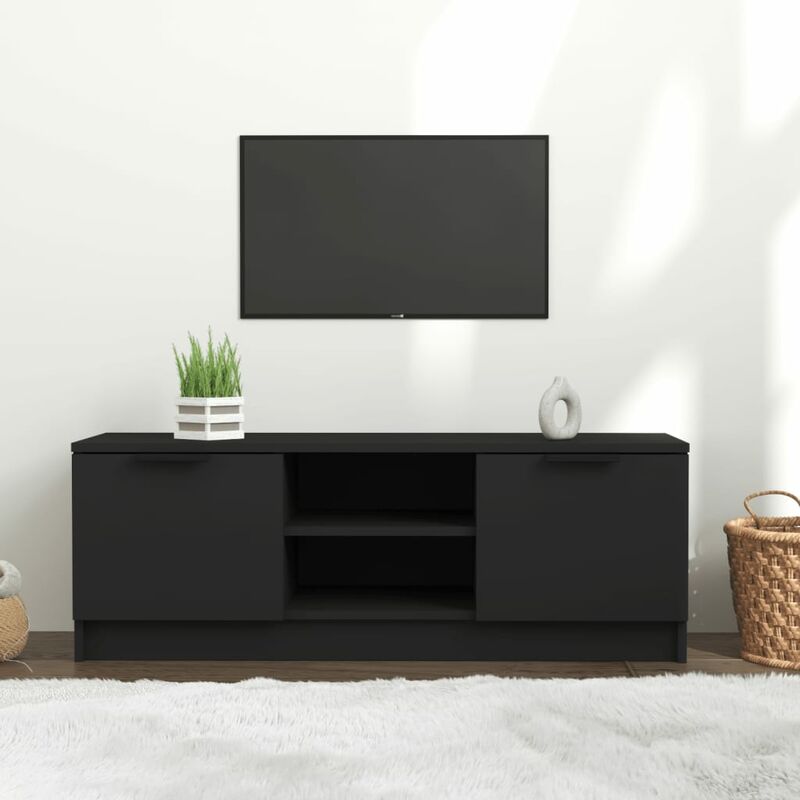 Vidaxl - Meuble tv Noir 102x35x36,5 cm Bois d'ingénierie