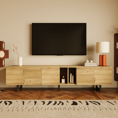 Meuble TV cinq portes, support TV, panneau TV, meuble TV bas. Design unique. 191 x 38 x 46,5 cm (L x l x H)