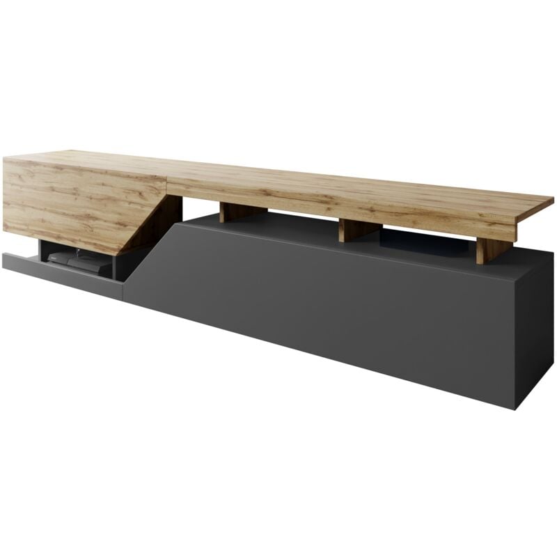 Meuble tv Comfivo Daldune 104, Anthracite + Chêne wotan, Le nombre de portes: 0, Nombre de tiroirs: 0, 200x47x35cm