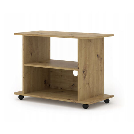 Meuble TV Commode TV Yogi couleur artisan 60x80x40cm (HxlxP) 2étagères avec roues design moderne