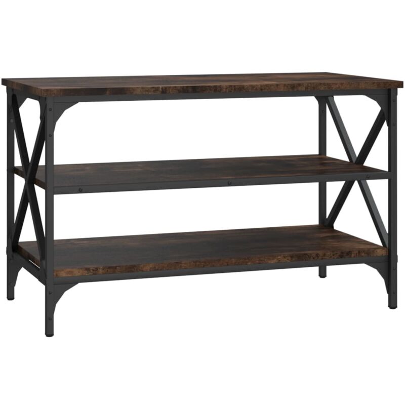 Décoshop26 - Meuble tv console d'entrée fonctionnel et stylé avec étagères 80 x 40 x 50 cm bois d'ingénierie et métal DEC031433