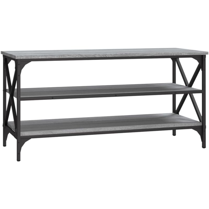 Meuble tv console d'entrée meuble de salon 100 x 40 x 50 cm bois d'ingénierie gris et métal DEC031443