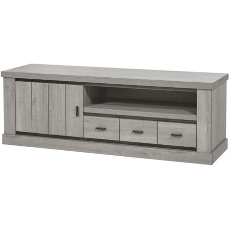 Meuble TV contemporain 165 cm chêne gris Corrie