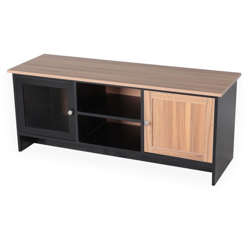 Cotecosy - Meuble tv contemporain 2 portes L120cm Franck Bois et Noir
