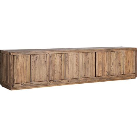Meuble TV contemporain en bois d'orme finition marbrée marron - Marron bois d'orme marbré