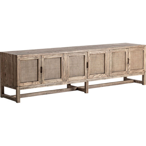 Meuble tv contemporain en bois d'orme finition marron vieilli - Marron bois vieilli naturel