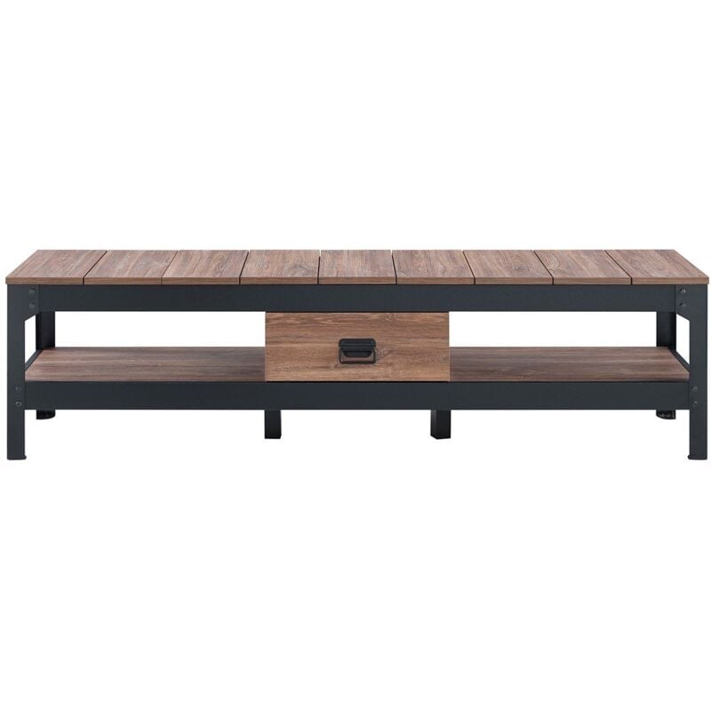 CALICOSY - Meuble TV style industriel avec 2 niches et 1 tiroir - L150 cm