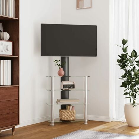Meuble TV d'angle en manguier massif et métal noir L100 cm VIBES - Miliboo