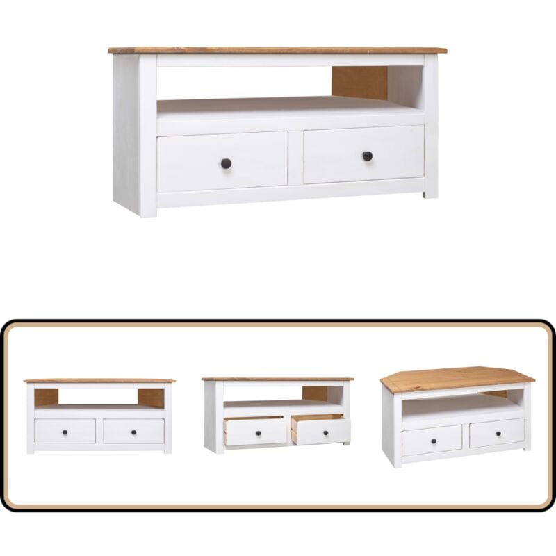 Vidaxl - Meuble tv d'angle Blanc 93x49x49 cm Pin Assortiment Panama - Meubles Tv - Meuble Tv Angle - Meuble Tv Blanc - Meuble Tv Pin - Meubles Salle