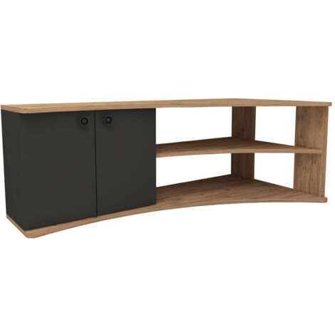 Meuble TV d'angle en bois "Termera" - 135 x 67 x 48 cm - Marron