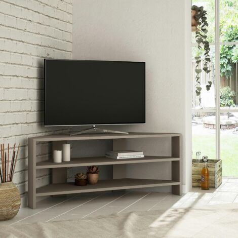 Meuble TV d'angle rangements ouverts - finition moka MARFA