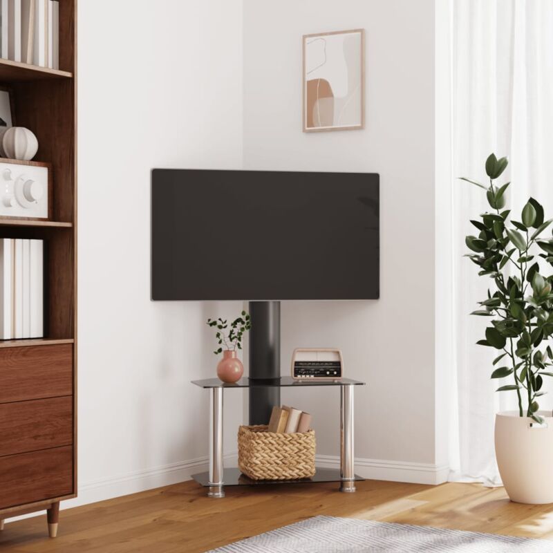 Vidaxl - Meuble tv d'angle 2 niveaux pour 32-70 pouces noir argenté