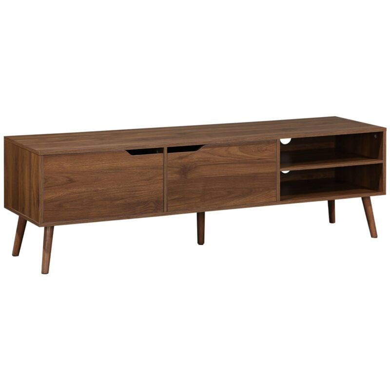Sweeek - Meuble tv décor bois de noyer. 2 portes. 1 étagère. 160cm