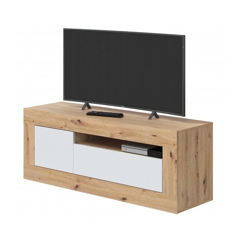 Abitare - Meuble tv 139 cm chêne nordique et blanc mat - Argenta