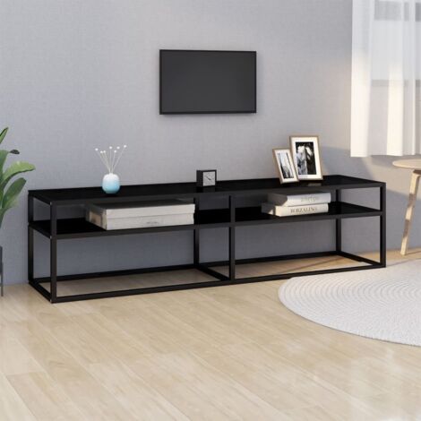 Meuble TV de Salon  Armoire Télévision  Banc TV Noir 160x40x40,5 cm Verre trempé -FR14394