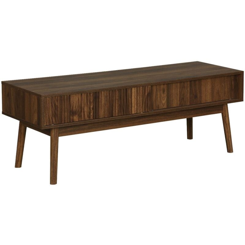 Meuble TV décor bois de noyer. 2 portes coulissantes L 115 x l 40 x H 48cm - Linear