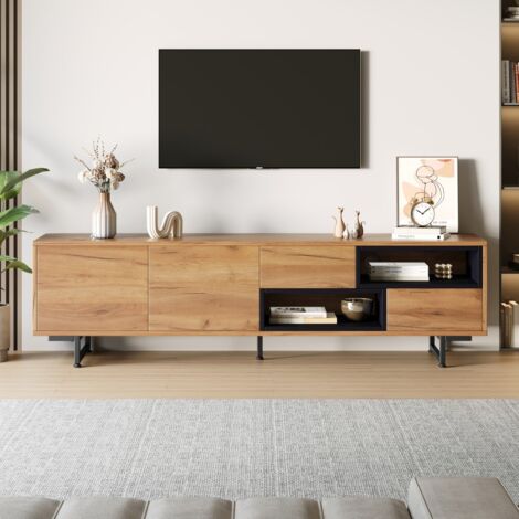 Meuble TV design 173cm - Organisation optimale (compartiments échelle) - Bois aggloméré - Compatible TV 70 pouces