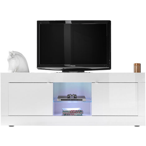 Meuble TV design blanc laqué L180 cm LATTE