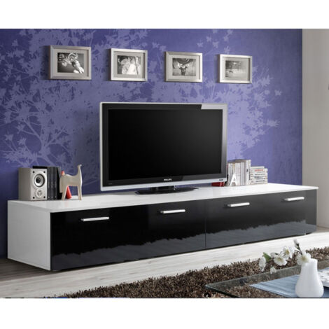 Meuble TV Design "Duo" 200cm Noir & Blanc
