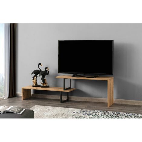 Meuble TV design industriel Ovit - 120 x 30 x 45 - Marron