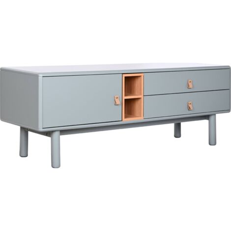 Meuble TV élégant bleu en finition bois pour salon moderne - Bleu pastel raffiné