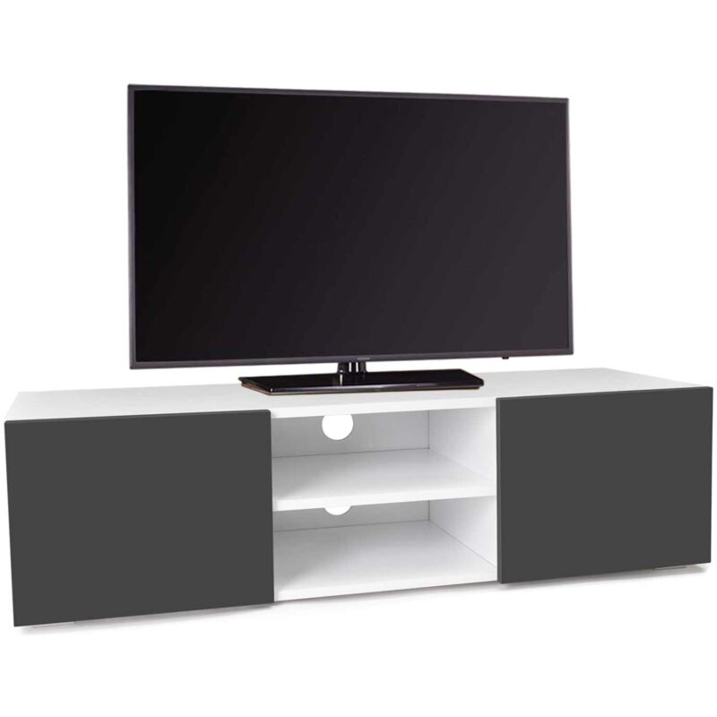 Meuble tv 113 cm eli blanc portes gris anthracite