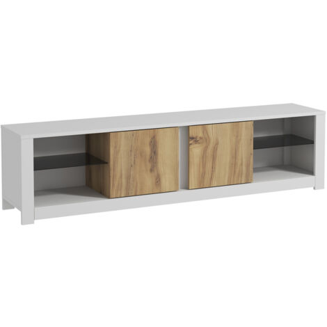 Meuble TV en bois "Aydos" 180 x 35 x 45 cm - Blanc