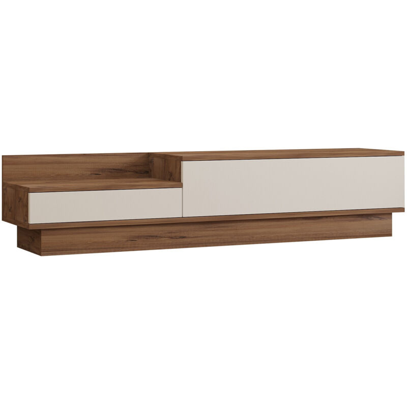 HANAH HOME Meuble TV en bois Barko - 160 x 35 x 35 cm - Pin atlantiqueBlanc