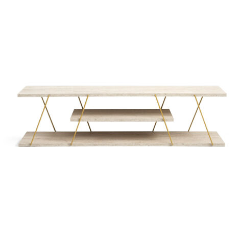 Meuble TV en bois "Canaz" - 120 x 30 x 33 cm - Travertin