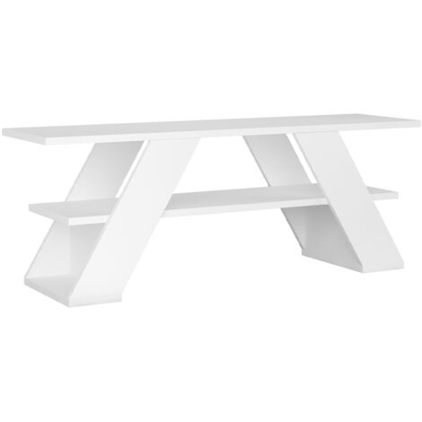 Meuble TV en bois coloris blanc - longueur 120 x profondeur 34 x hauteur 40 cm
