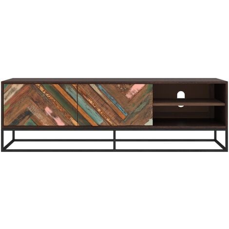 Meuble TV en bois d'acacia et bois recyclé 145 cm - KRABI