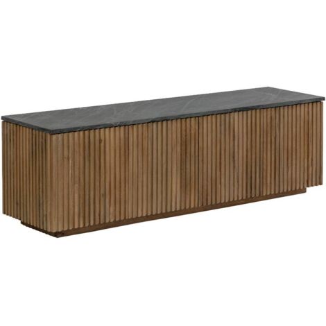 Meuble TV en bois de manguier et marbre Betty