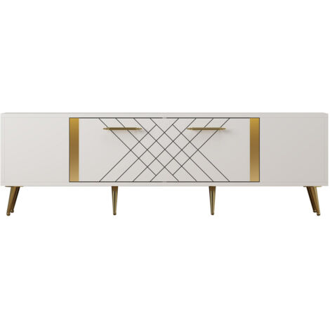 Meuble TV en bois "Detas" - 150 x 35 x 48 cm - Or
