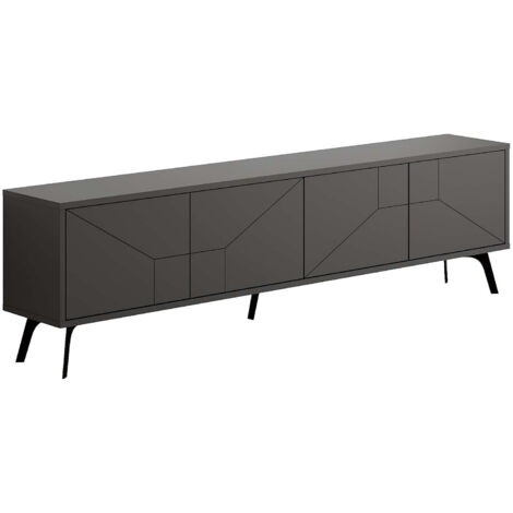 Meuble TV en bois "Dune" - 180 x 29 x 50 cm - Gris anthracite