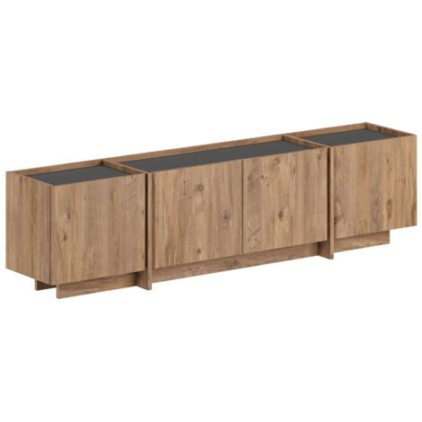 Meuble TV en bois "Lowen" - 180 x 35 x 46 cm - Pin Atlantique / Anthracite