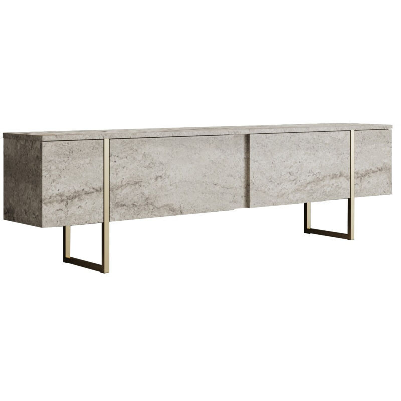 HANAH HOME Meuble TV en bois Luxe - 180 x 30 x 50 cm - TravertinOr