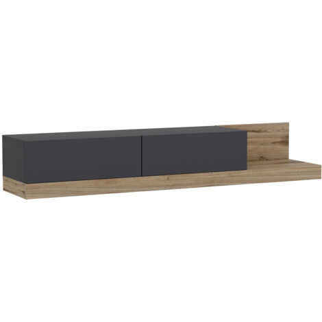 Meuble TV en bois "Majör" - 180 x 37 x 30 cm - Gris anthracite